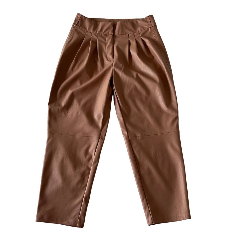 Blank NYC Chelsea High Rise Faux Leather Pleated Tapered Ankle Pants Size 32 - Picture 4 of 15